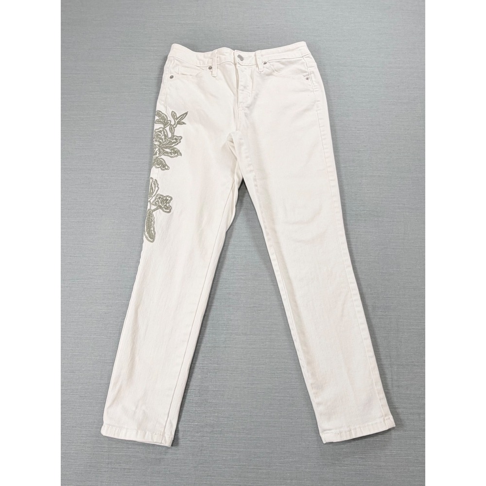Universal Thread Skinny Jeans Womens 2/26R White Excellent Floral Embroidered